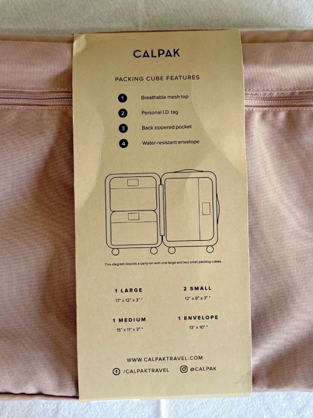 CALPAK 5-Piece Packing Cube Set – Pink Sand | Travel Organizer | NWOT